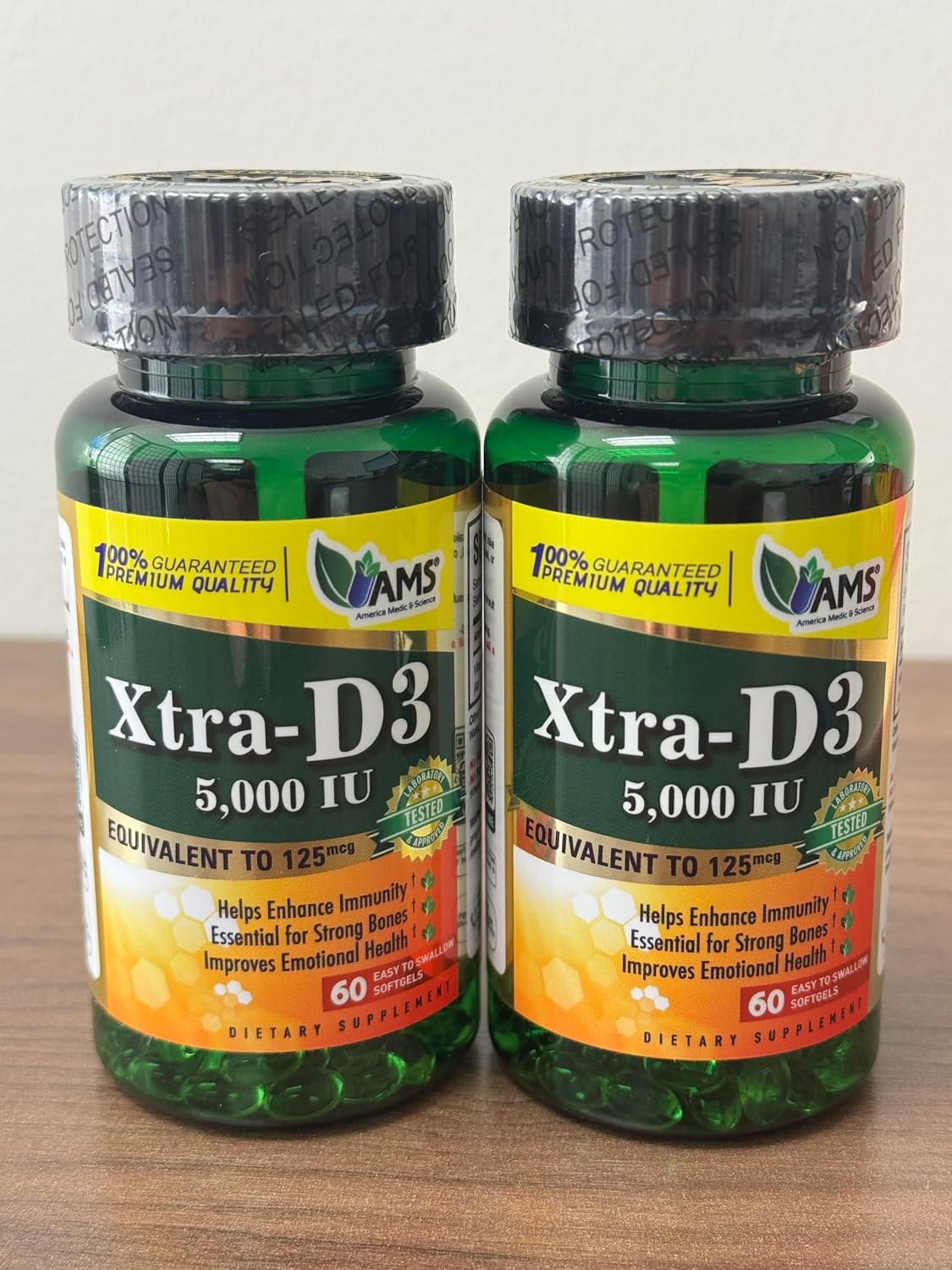Xtra D3 Vitamin D3 5,000 IU (125 mcg) Supplement - 120 Softgels (2-Pack) - görsel 1
