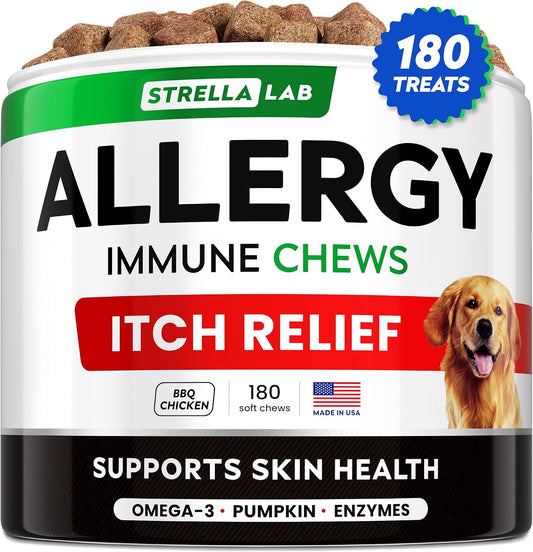 STRELLALAB Dog Allergy Relief & Anti-Itch – Skin and Coat Support: Omega-3s may help calm irritated skin, reduce – Image 1