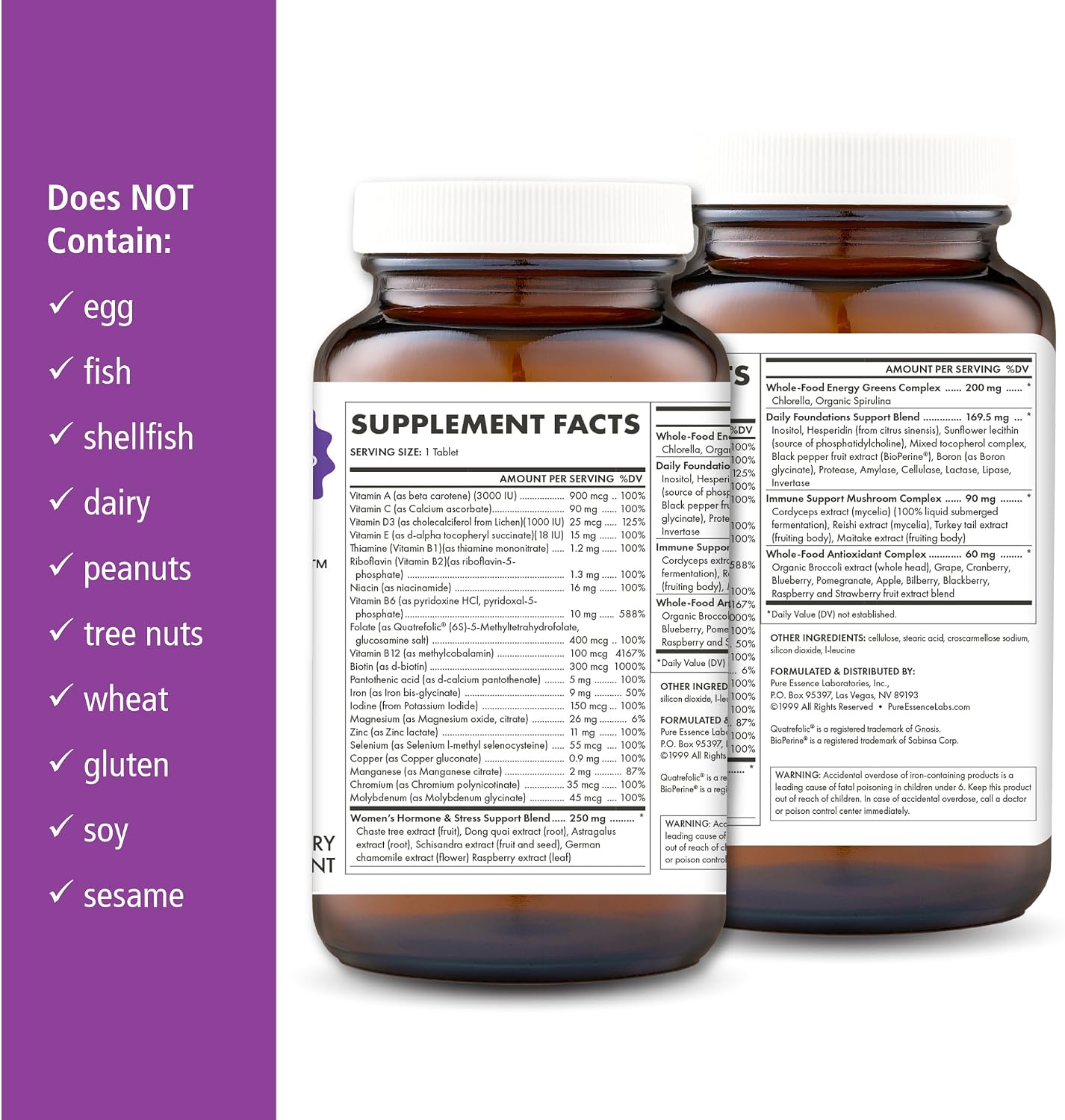 Pure Essence Labs One N Only Multivitamin for Women - Natural One a Day with Vitamin D3, B12, and Biotin - 90 Tablets - görsel 2