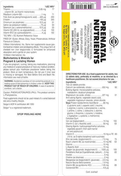Solgar Prenatal Nutrients 120 Tablets