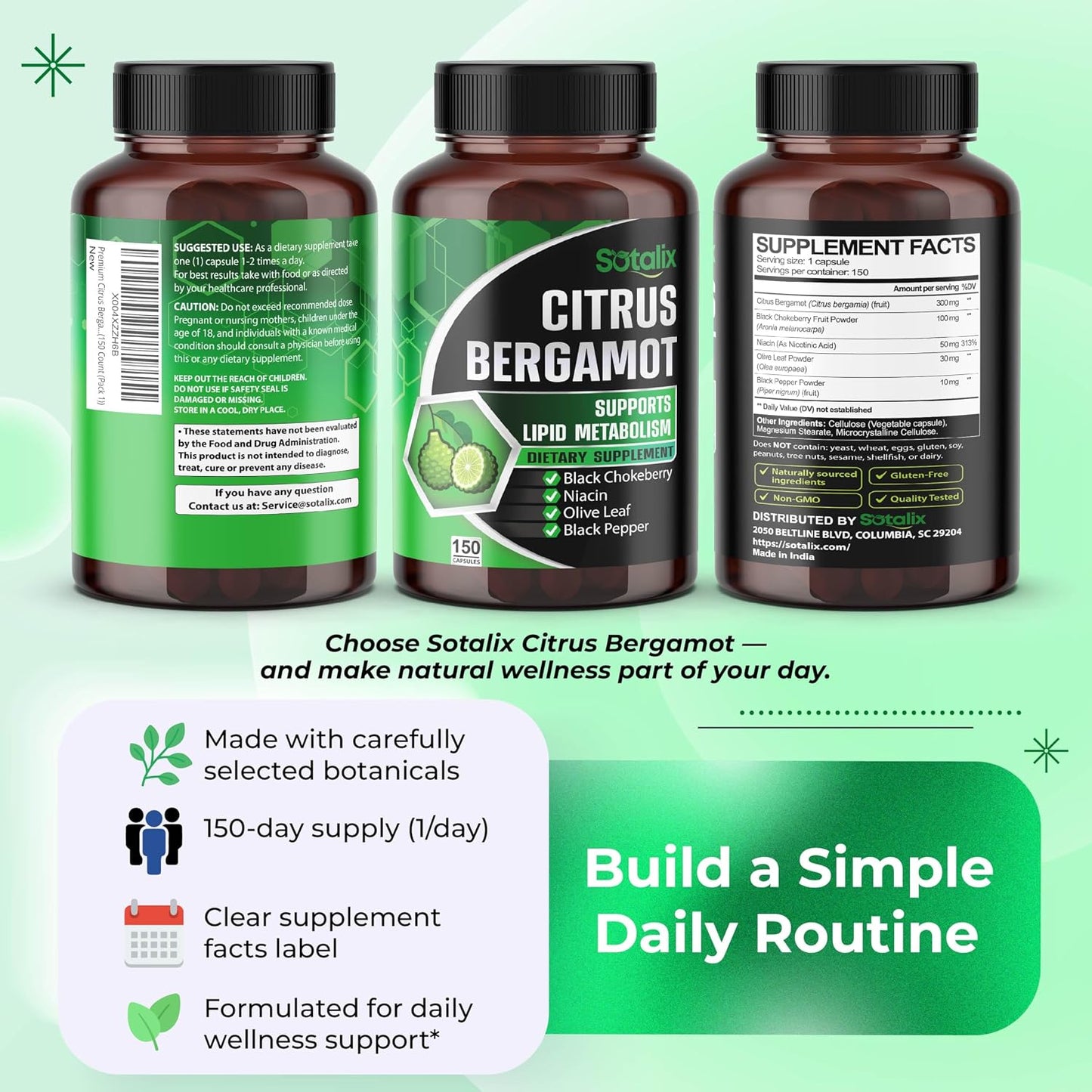 Premium Citrus Bergamot Supplement with Niacin - Heart and Circulatory Support - 150 Capsules - görsel 9