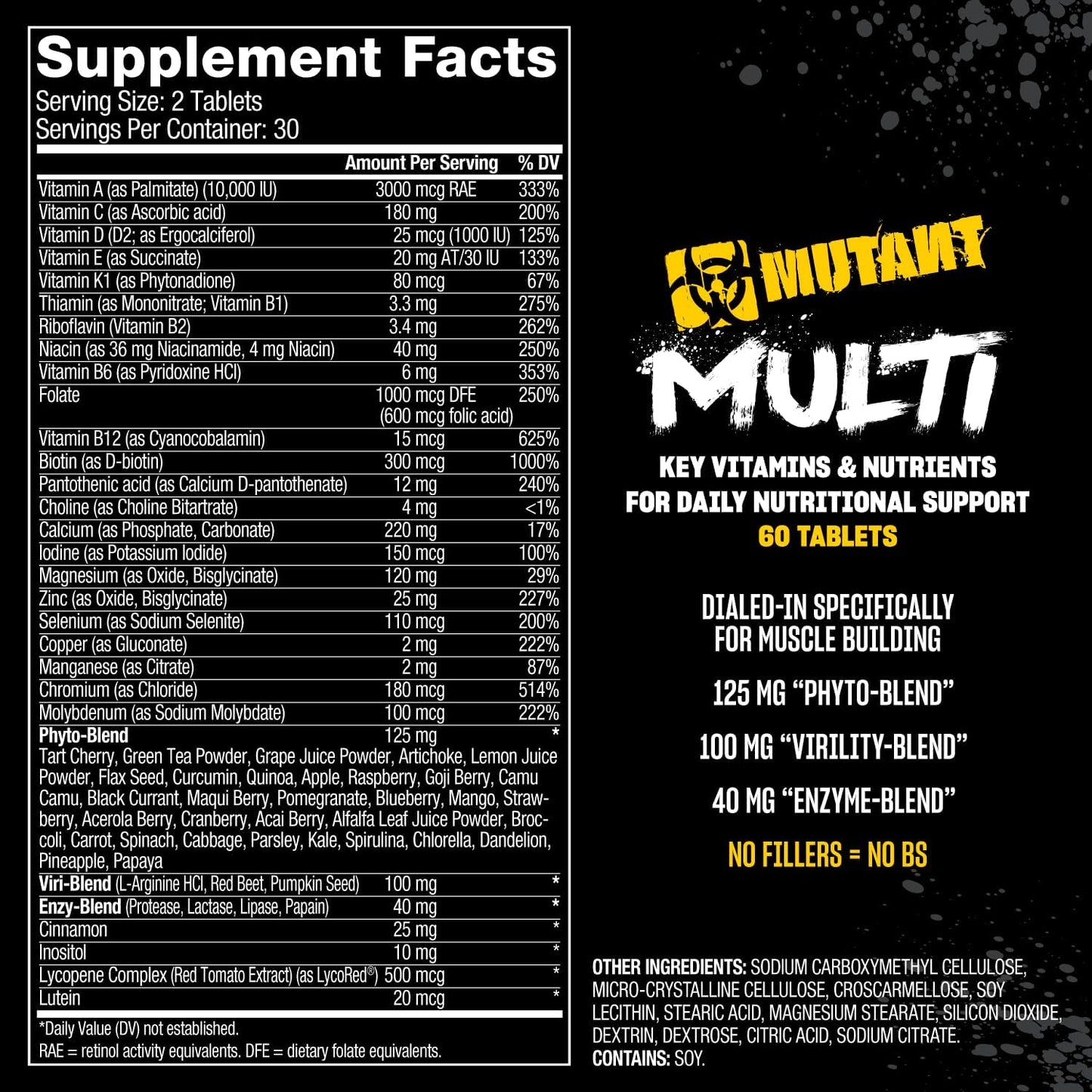 Mutant Multi - High Potency Multivitamin with 75+ Ingredients for Strength Athletes, 60 Tablets - görsel 5