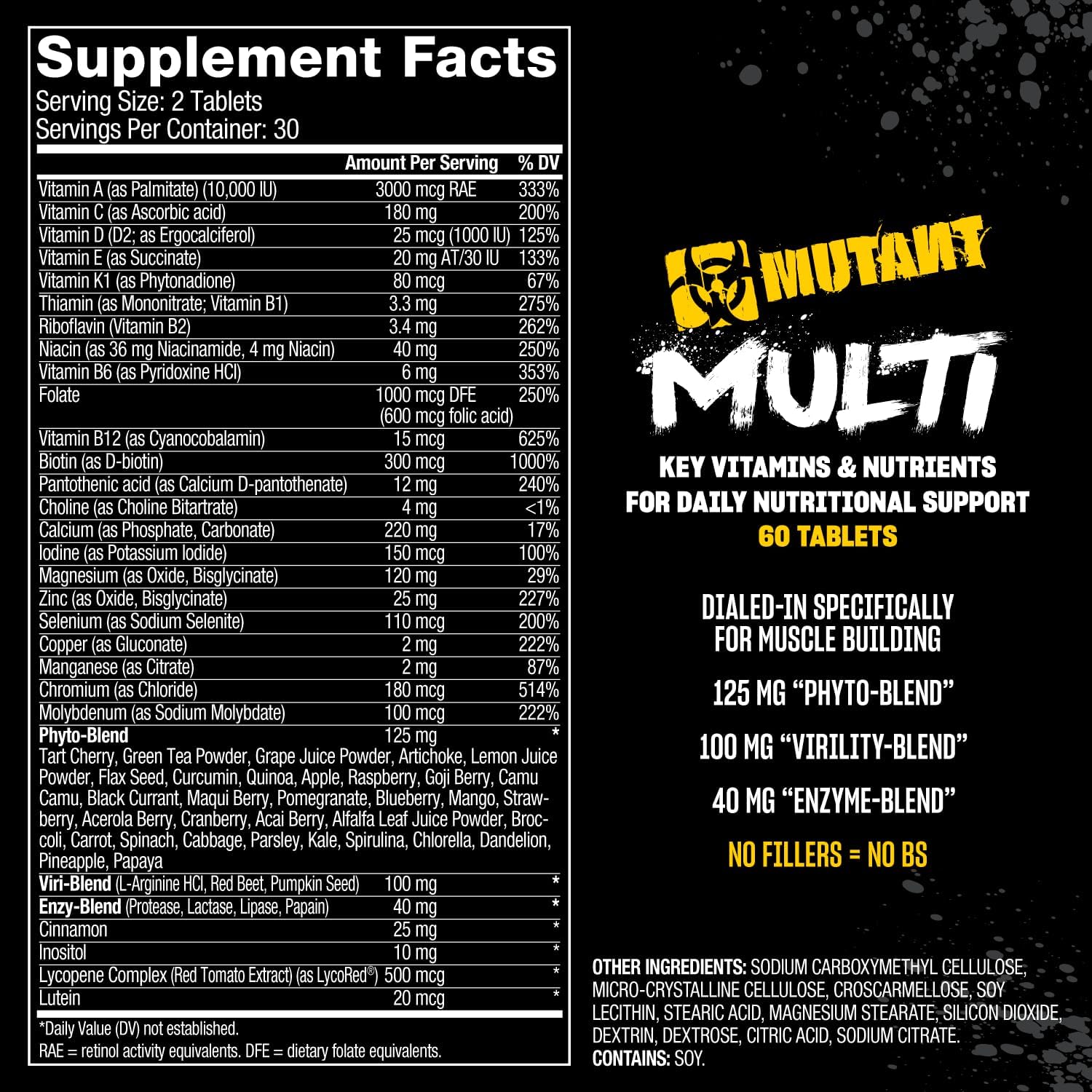 Mutant Multi - High Potency Multivitamin with 75+ Ingredients for Strength Athletes, 60 Tablets - görsel 5