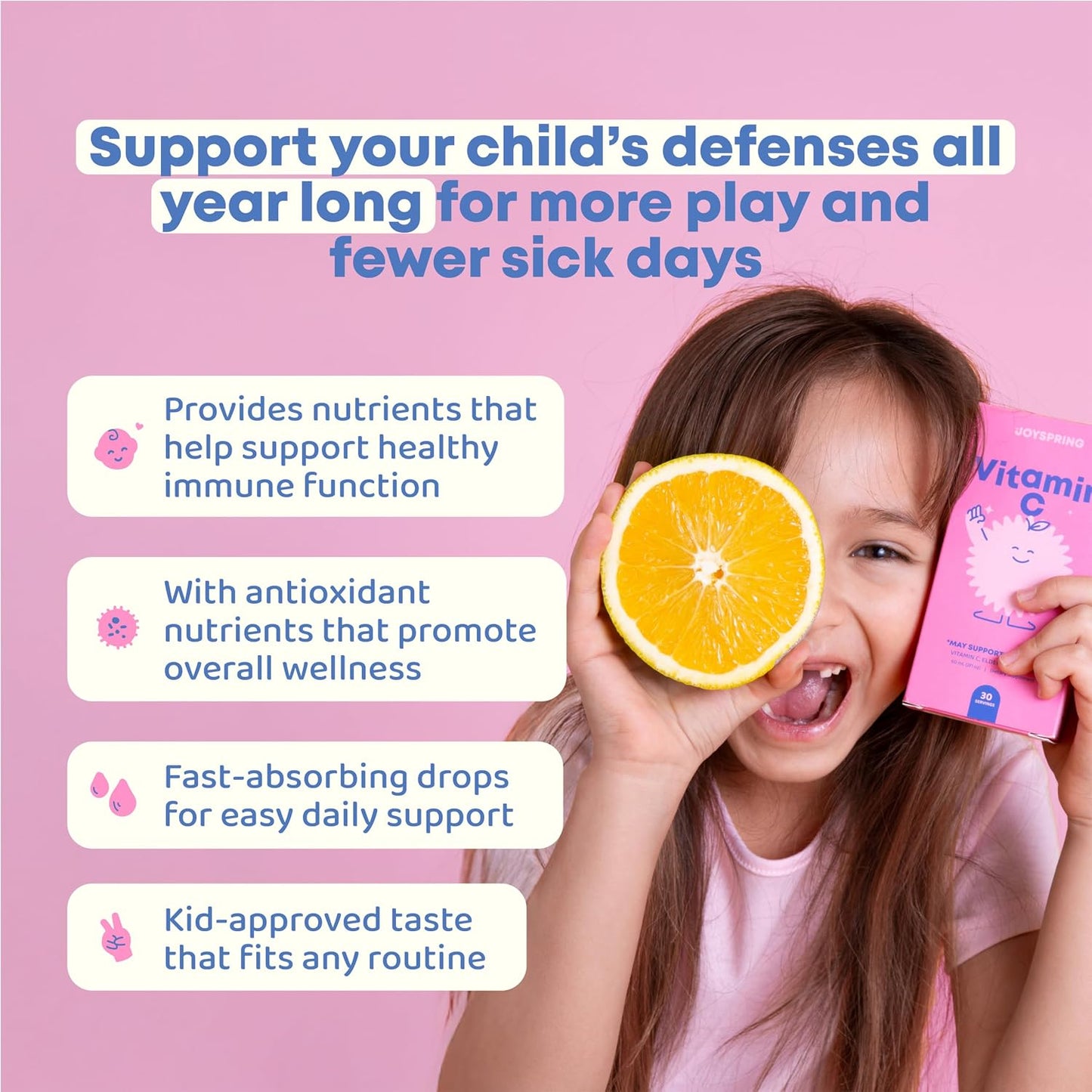 JoySpring Vitamin C and Zinc for Kids – Elderberry Liquid Supplement, 120 ml (60 Servings) - görsel 2