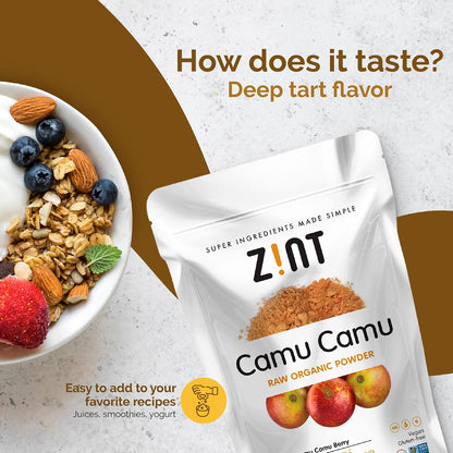 Camu Camu Powder, Natural Vitamin C by Zint: Raw Organic Antioxidant Superfood - Immune Support & Anti-Ageing - Non-GM, Super Vitamin C Berry (100 g)