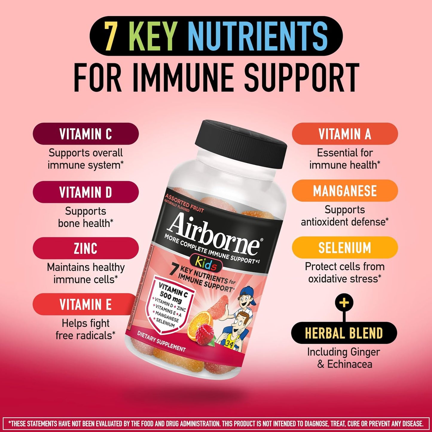 Airborne Kids Immune Support Gummies, Assorted Fruit Flavour, 21 Pack - görsel 3