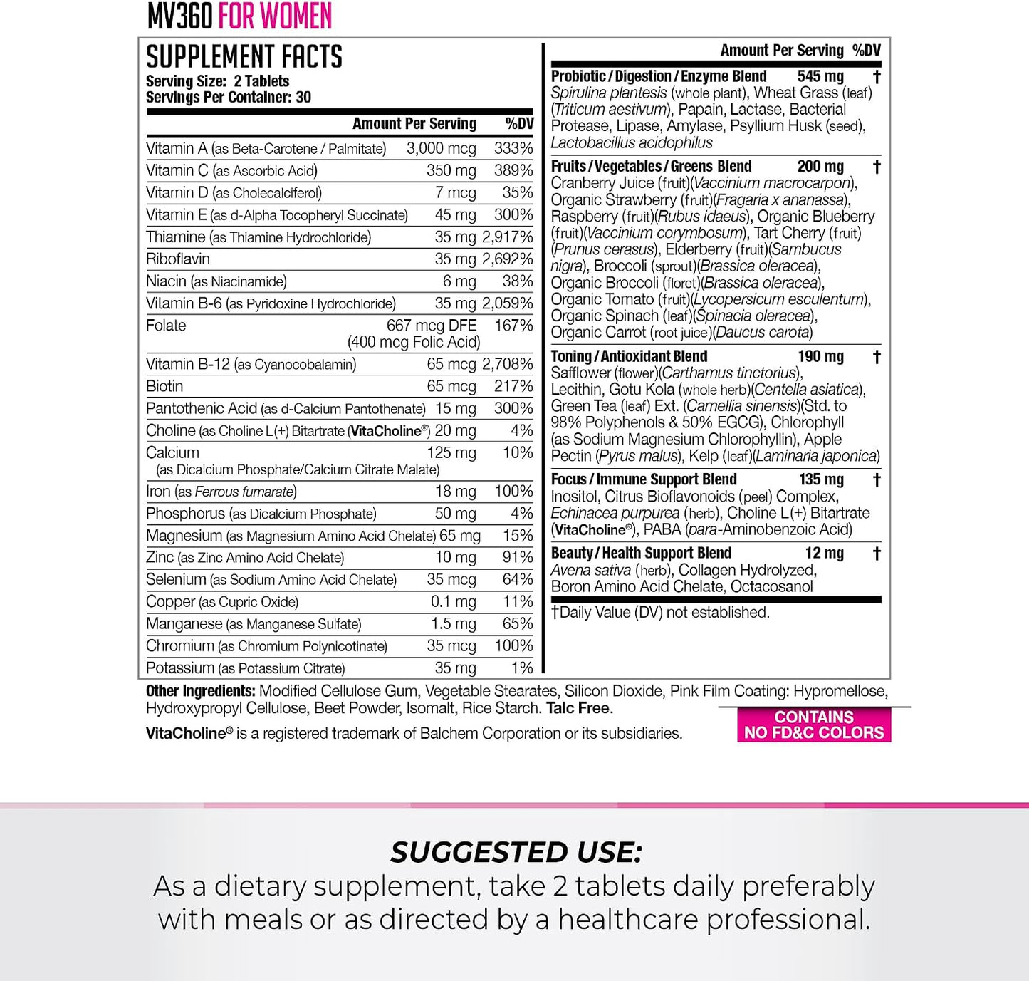 FitLife Brands Women's's Nutrition MV360 - 5-in-1 Complete Multivitamin, 60 Tablets - görsel 2