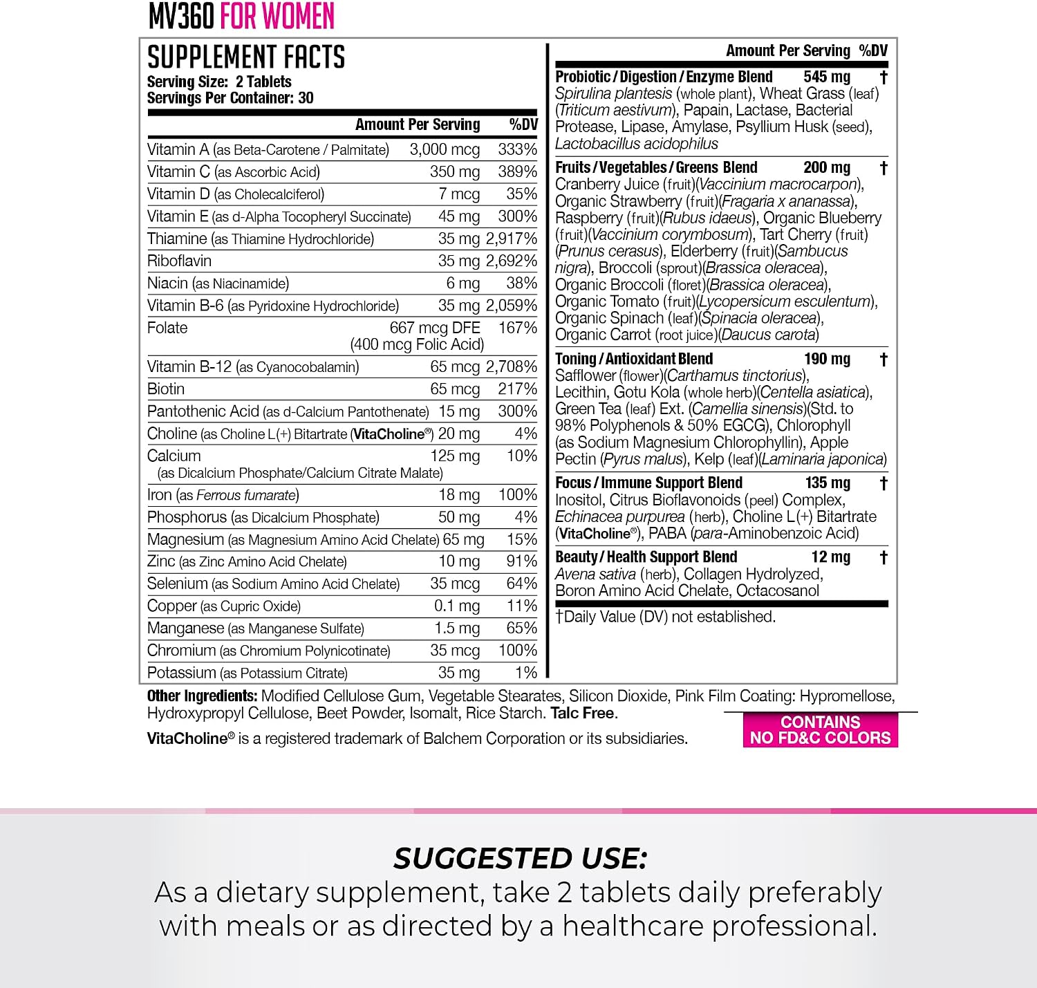 FitLife Brands Women's's Nutrition MV360 - 5-in-1 Complete Multivitamin, 60 Tablets - görsel 2