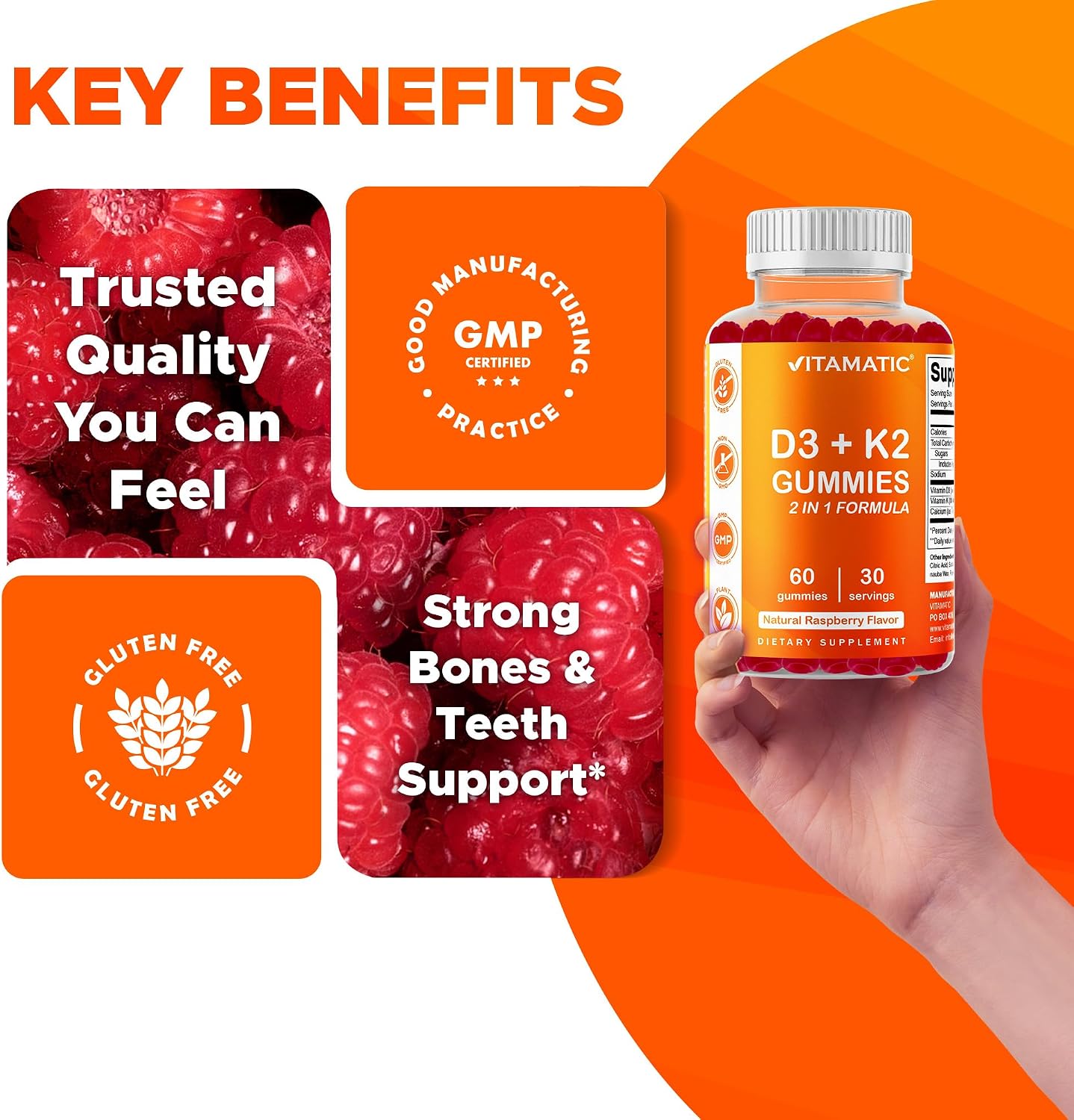 Vitamatic Vitamin D3 & K2 Gummies (2-Pack) – Bone, Heart & Immune Support - görsel 6