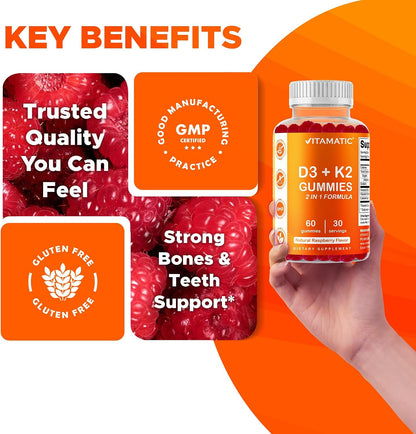 Vitamatic Vitamin D3 & K2 Gummies (2-Pack) – Bone, Heart & Immune Support