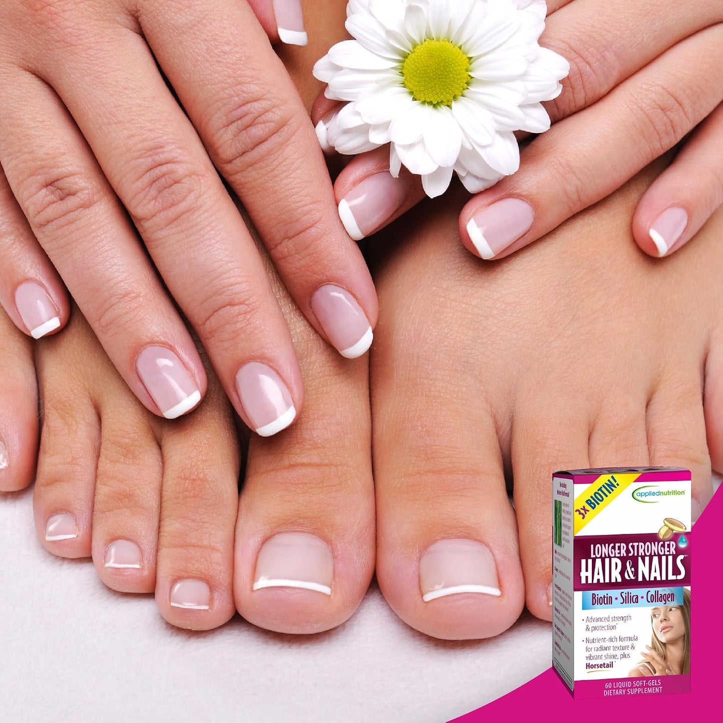 Applied Nutrition Longer Stronger Hair & Nails - 60 Liquid Soft-Gels (Pack of 4) - Biotin, Silica & Collagen - 120 Servings - görsel 7