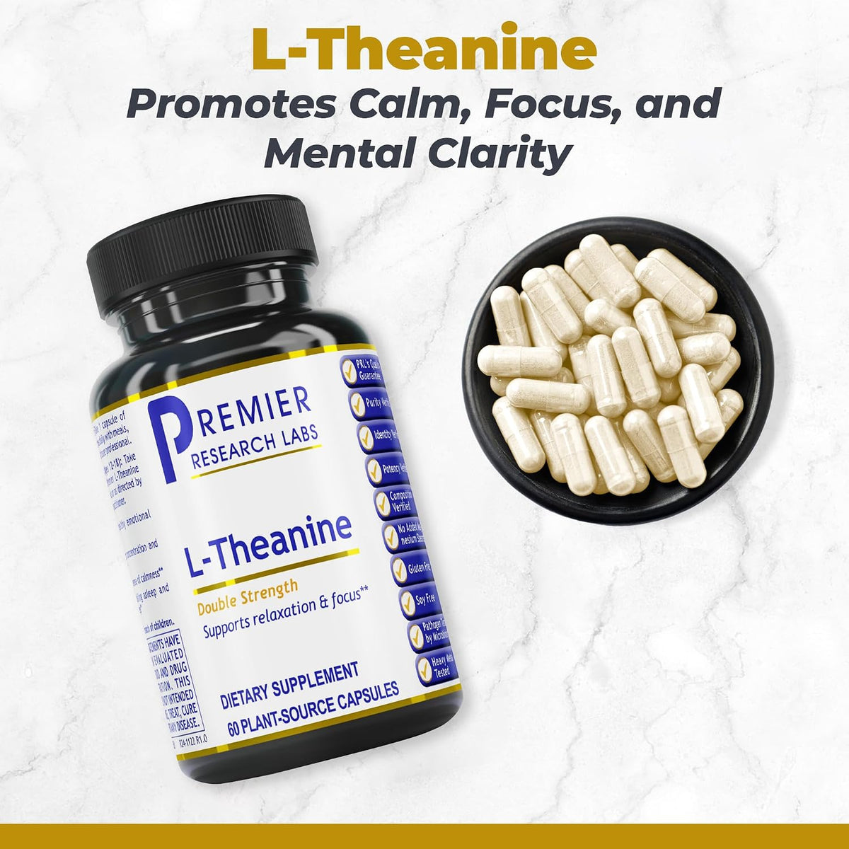 Premier Research Labs L-Theanine Double – Supports Mental Clarity and Focus: Many users find that L-theanine helps – Image 2