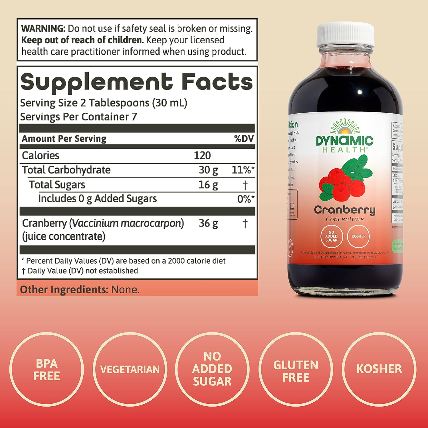 Dynamic Health Pure Cranberry Juice Concentrate, Unsweetened, 237 mL - görsel 2
