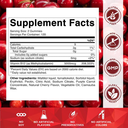 Vitamatic Extra Strength Vitamin B12 5000 – Supports energy metabolism and nervous system health – Image 2