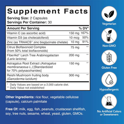 Patient One Immune Maintenance – Immune Support Supplement with Vitamin D3, Astragalus, and Zinc – 60 Capsules