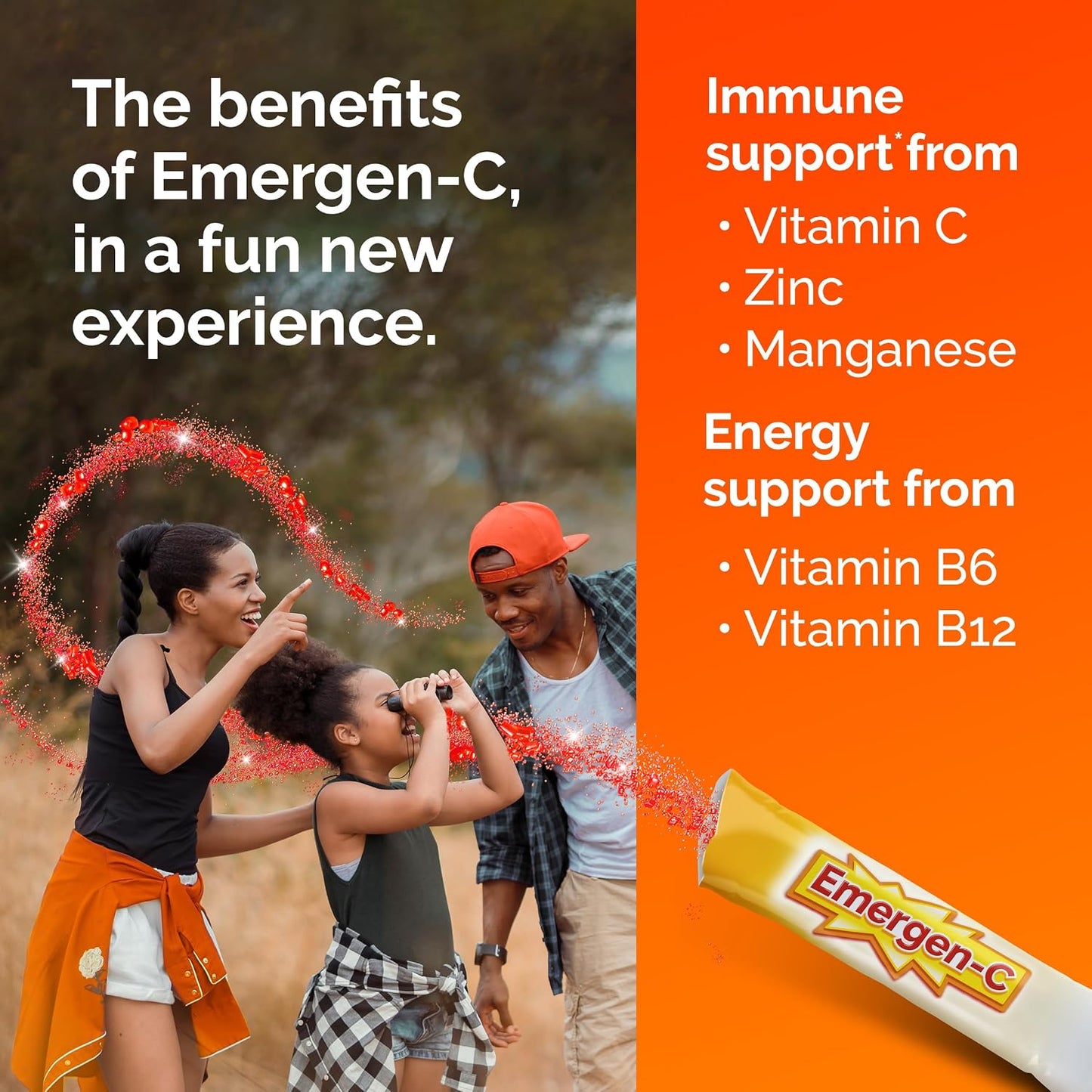 Emergen-C Kidz Crystals, On-the-Go Immune Support Supplement with Vitamin C, B Vitamins, Zinc and Manganese, Sparkly Strawberry - 56 Stick Packs - görsel 4