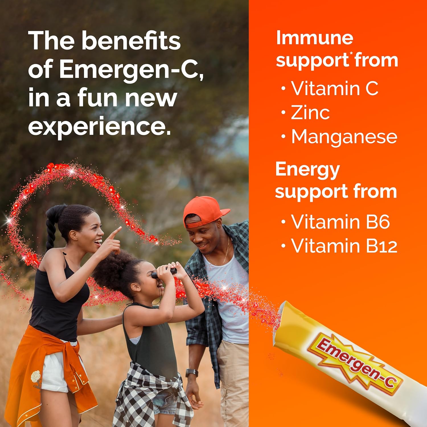 Emergen-C Kidz Crystals, On-the-Go Immune Support Supplement with Vitamin C, B Vitamins, Zinc and Manganese, Sparkly Strawberry - 56 Stick Packs - görsel 4