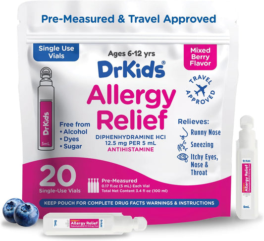 Dr. Kids Children's Allergy Relief Medicine, – Fast-Acting Relief: Each vial starts working quickly to ease – Image 1