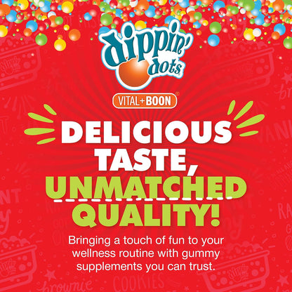 Dippin' Dots High Potency Biotin Gummies 5000mcg - Hair, Skin & Nails - Raspberry - 60 Day Supply (2 Pack)