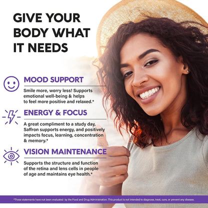 Natural Saffron Supplements – Pure Saffron – Vision & Eye Health: Saffron has been studied for its role in – Image 3