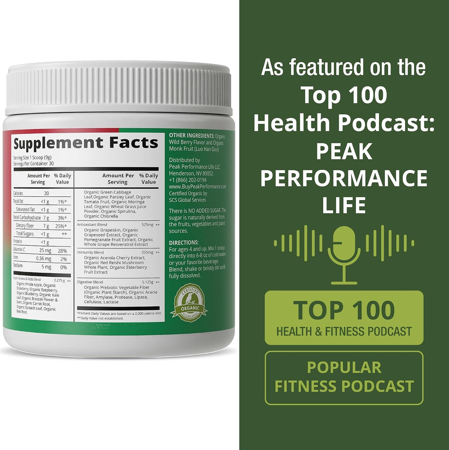 Peak Performance Kids Greens and Reds Superfood Powder - Organic Vegan Superfood with 25+ Fruits & Vegetables - görsel 6