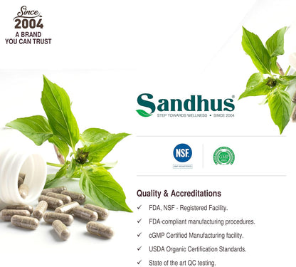 Sandhu's Guduchi (Tinospora Cordifolia) Giloy 100 Vegetarian Capsules Immune Support 1000mg per Serving