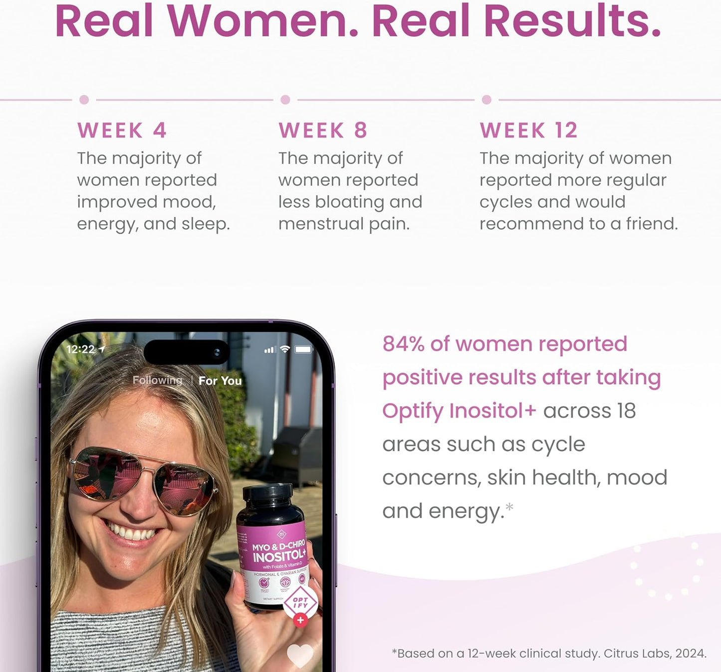 Optify Myo-Inositol & D-Chiro Inositol Supplement for Women – 40:1 Ratio with Folate and Vitamin D (120 Capsules) - görsel 6