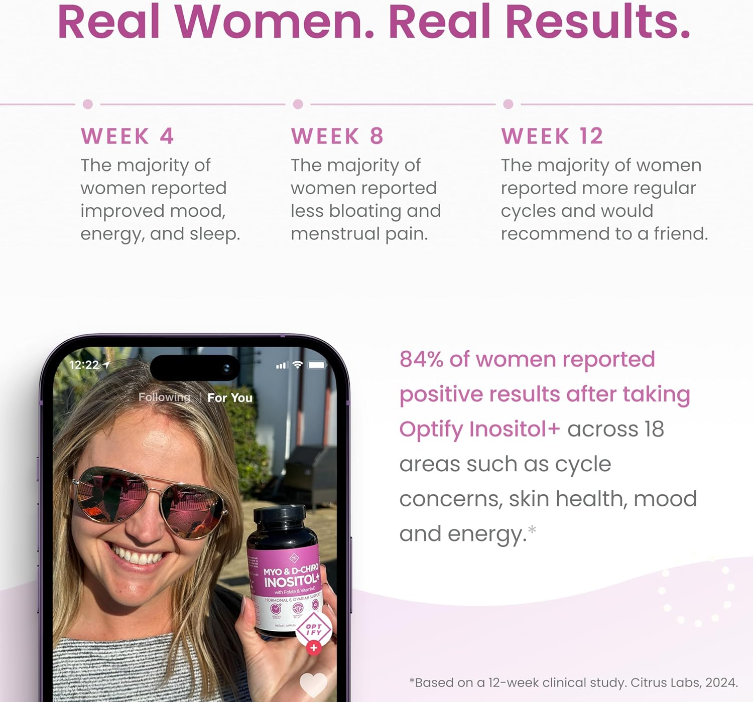 Optify Myo-Inositol & D-Chiro Inositol Supplement for Women – 40:1 Ratio with Folate and Vitamin D (120 Capsules) - görsel 6