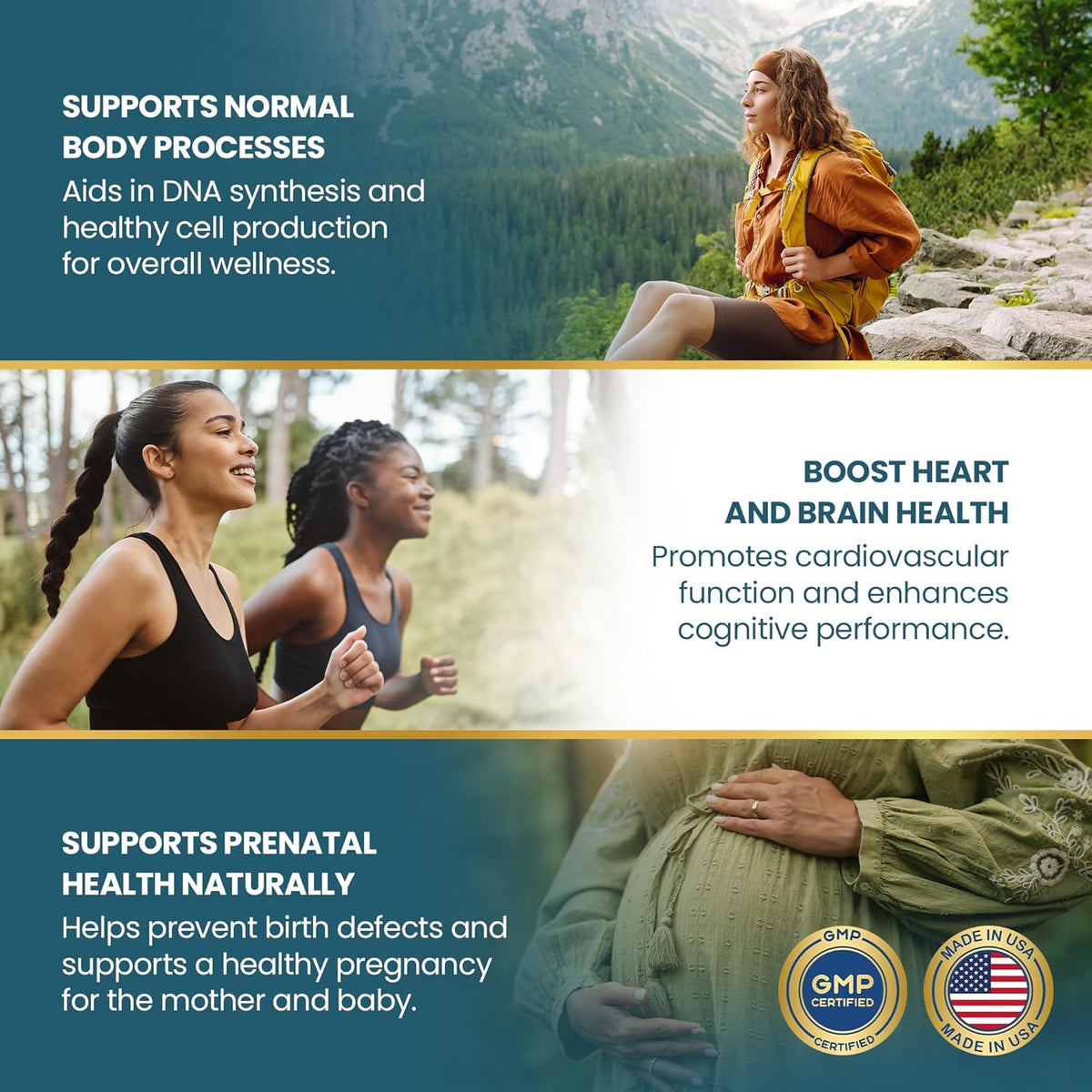 Vykee Nutrition Folic Acid Capsules - Supports Body Processes, Prenatal Health and Energy - Vitamin B9 Supplement for – Image 3