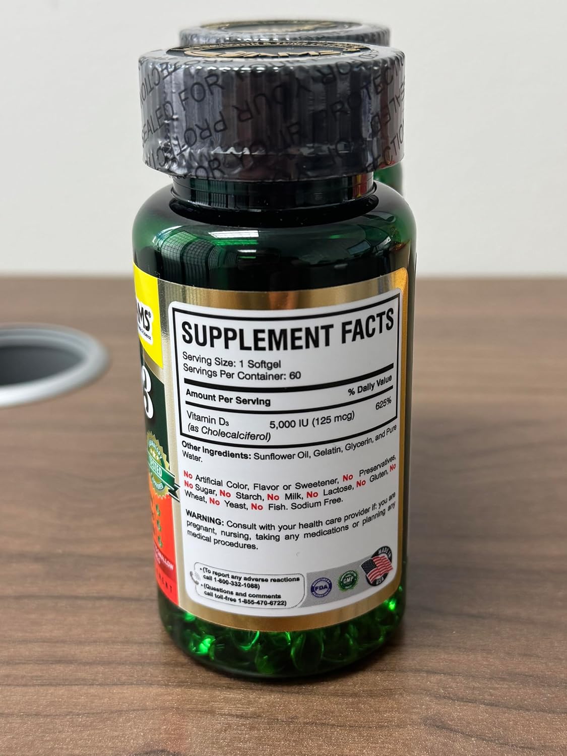 Xtra D3 Vitamin D3 5,000 IU (125 mcg) Supplement - 120 Softgels (2-Pack) - görsel 4