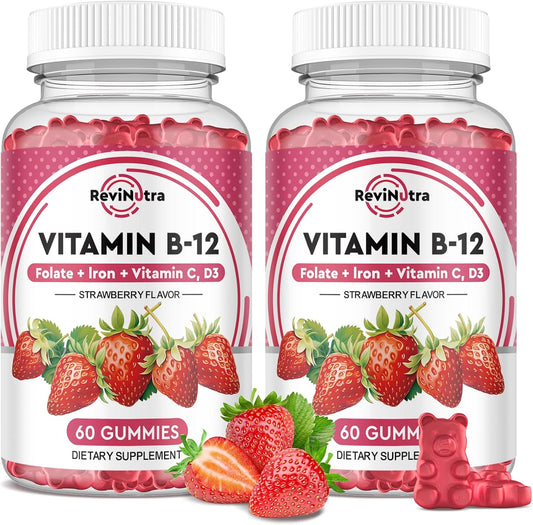 ReviNutra Vitamin B12 Complex Gummies - 5000 – Supports Energy Metabolism: B12 and iron help convert food into – Image 1