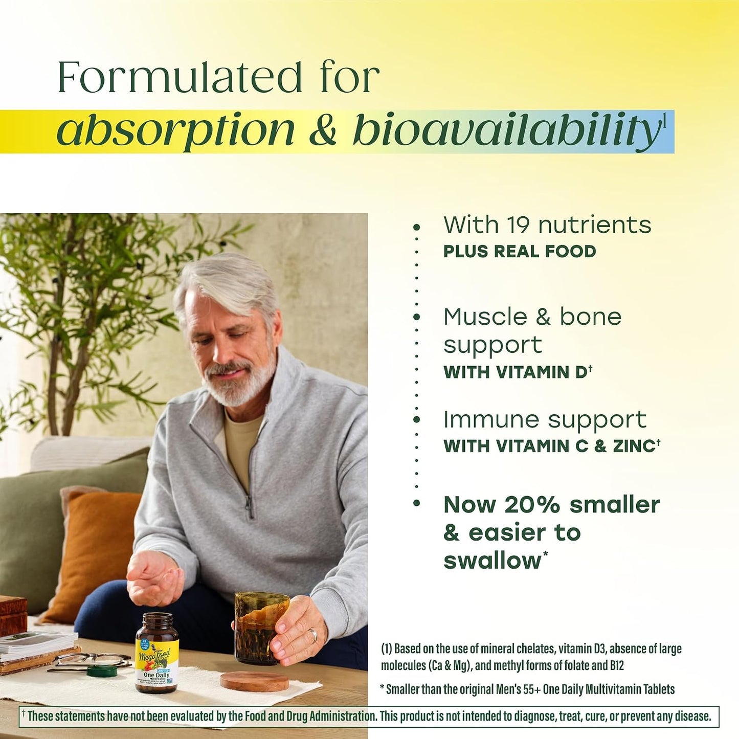 MegaFood Men 55+ One Daily Multivitamin – Methylated B12, Vitamin D3, C & Zinc - görsel 4
