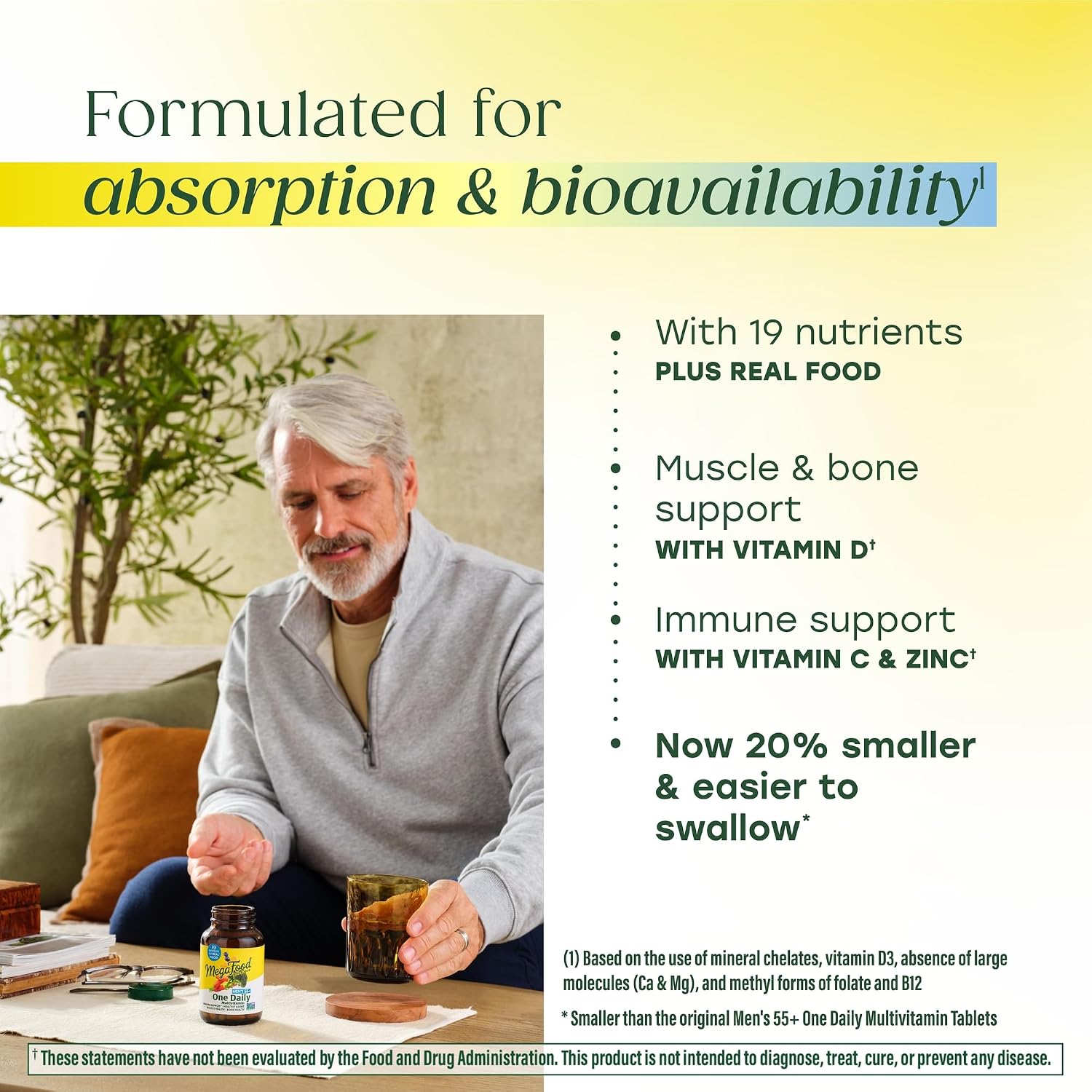 MegaFood Men 55+ One Daily Multivitamin – Methylated B12, Vitamin D3, C & Zinc - görsel 4