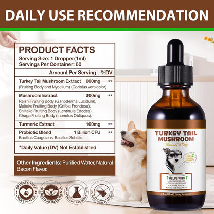 Turkey Tail Mushroom for Dogs, – Convenient liquid form: Fast-absorbing drops make it easy to administer, even for – Image 5