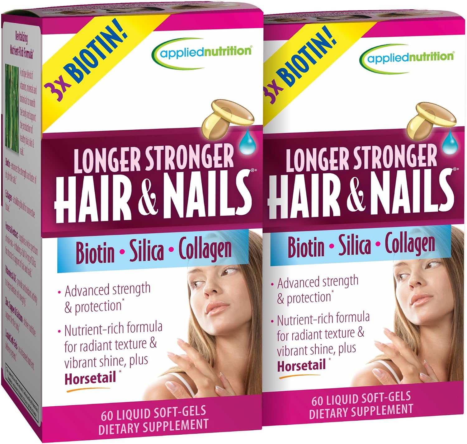 Applied Nutrition Longer Stronger Hair & Nails - 60 Liquid Soft-Gels (Pack of 4) - Biotin, Silica & Collagen - 120 Servings - görsel 10