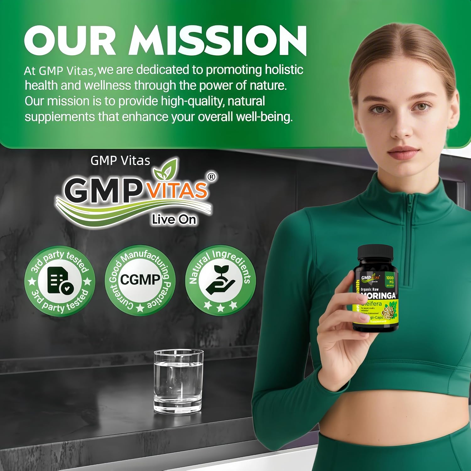 Organic Moringa Capsules 1000mg - Pure Moringa Leaf Supplement for Energy, Immune and Skin Support - görsel 3