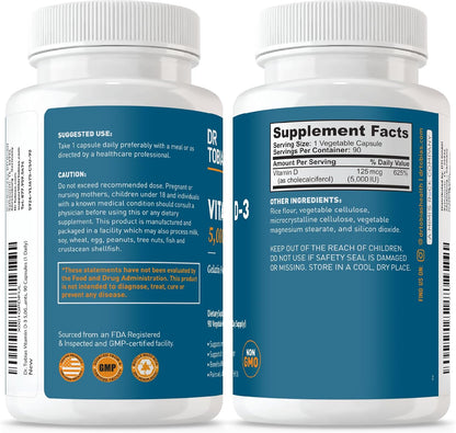 Dr. Tobias Vitamin D3 5000 IU, 90 Capsules