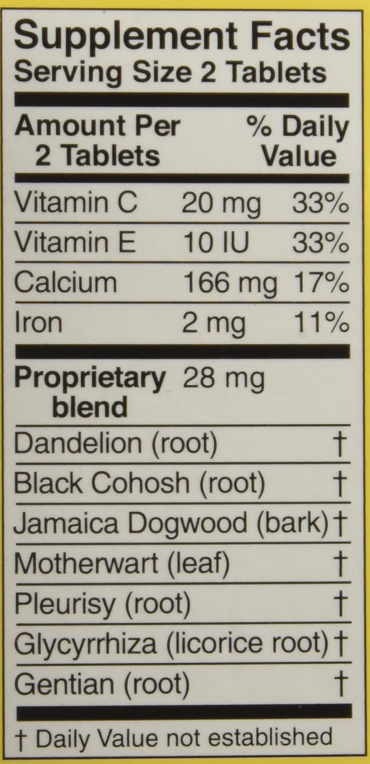 Lydia Pinkham Herbal Supplement Tablets for Menstruation and Menopause Support, 72 Count - görsel 5