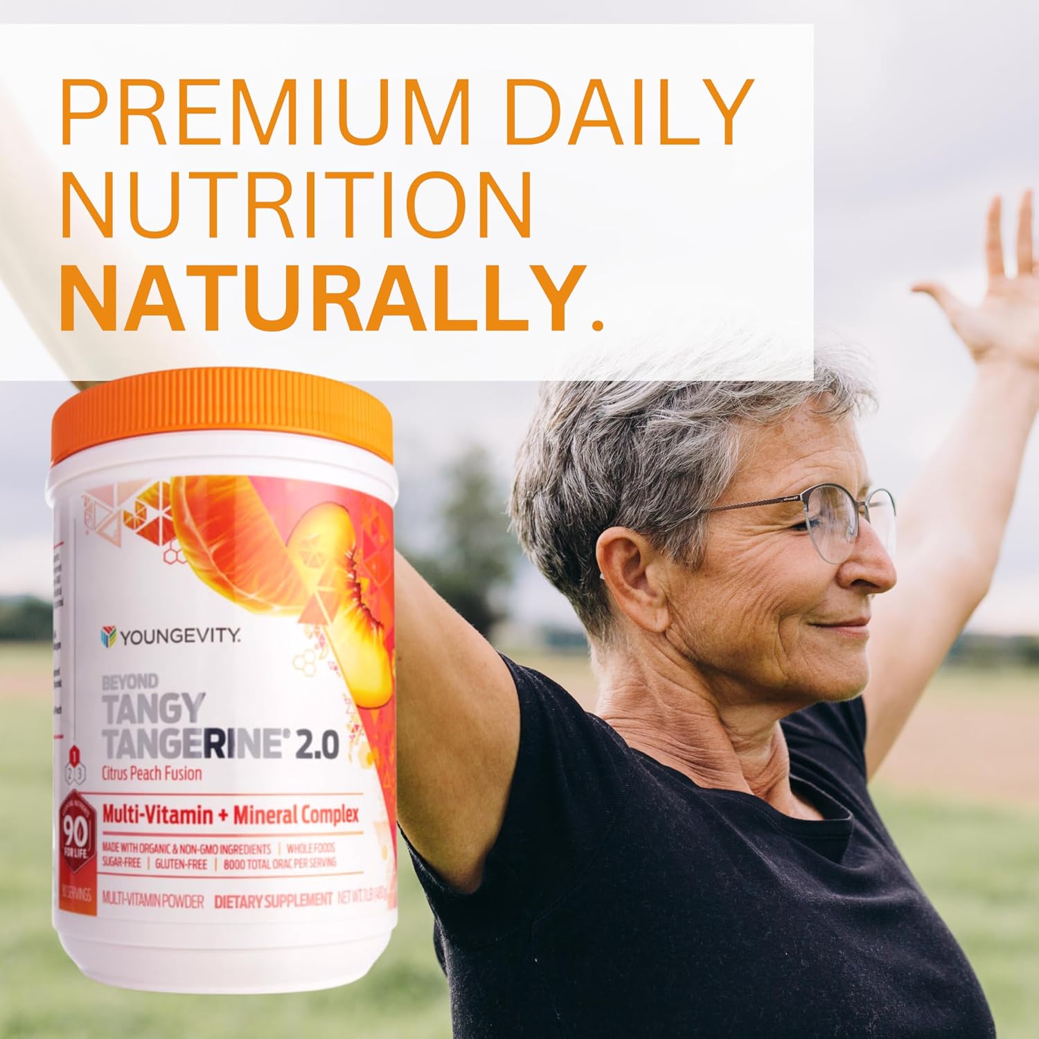 Youngevity Beyond Tangy Tangerine 2.0 Citrus Peach Fusion Multivitamin & Mineral Complex – Made with Natural & Whole Foods (8,000 ORAC) - görsel 3