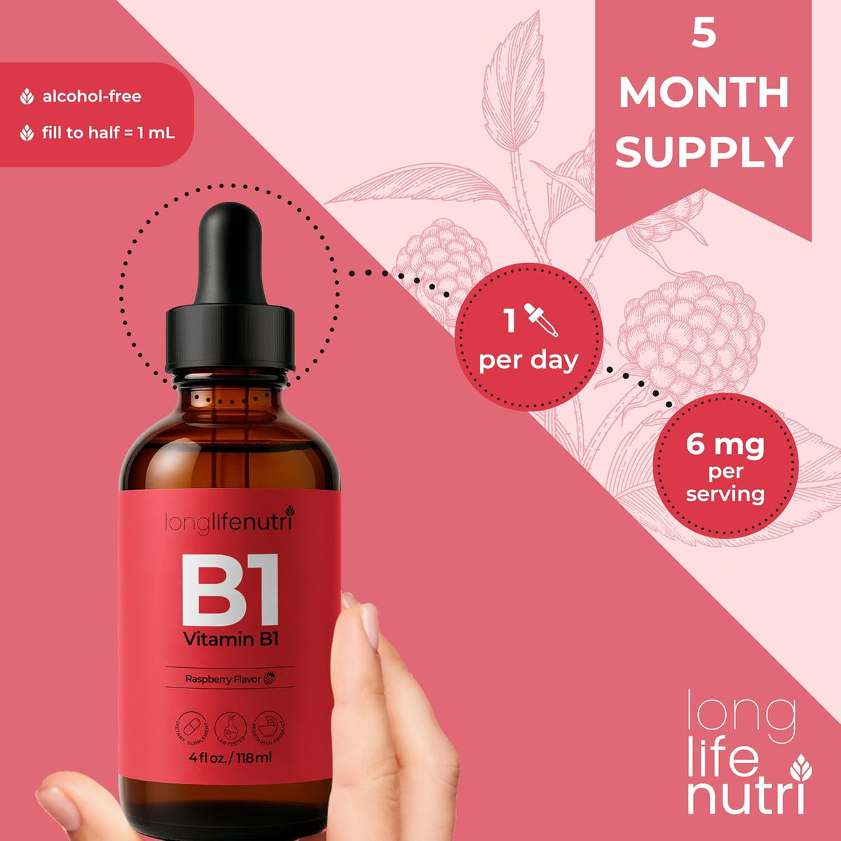 LongLifeNutri Vitamin B1 Liquid Drops – – Individuals with digestive conditions – Conditions like Crohn’s disease, – Image 6