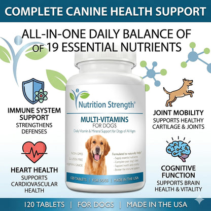 Multivitamins for Dogs, Daily Vitamin and Mineral Support, Nutritional Dog Supplements for All Canine Breeds and Sizes, Promotes Immune Health in Pets, 120 Chewable Tablets
