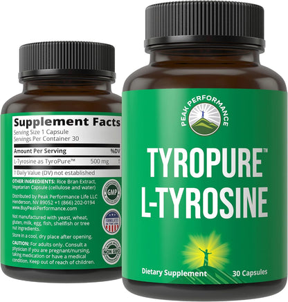 TyroPure L Tyrosine 500mg Capsules - – Mental Clarity & Focus – Helps you concentrate during demanding tasks. – Image 1