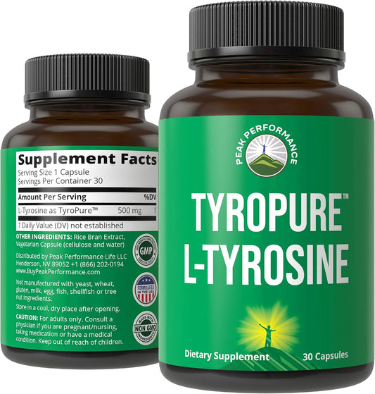 TyroPure L Tyrosine 500mg Capsules - – Mental Clarity & Focus – Helps you concentrate during demanding tasks. – Image 1
