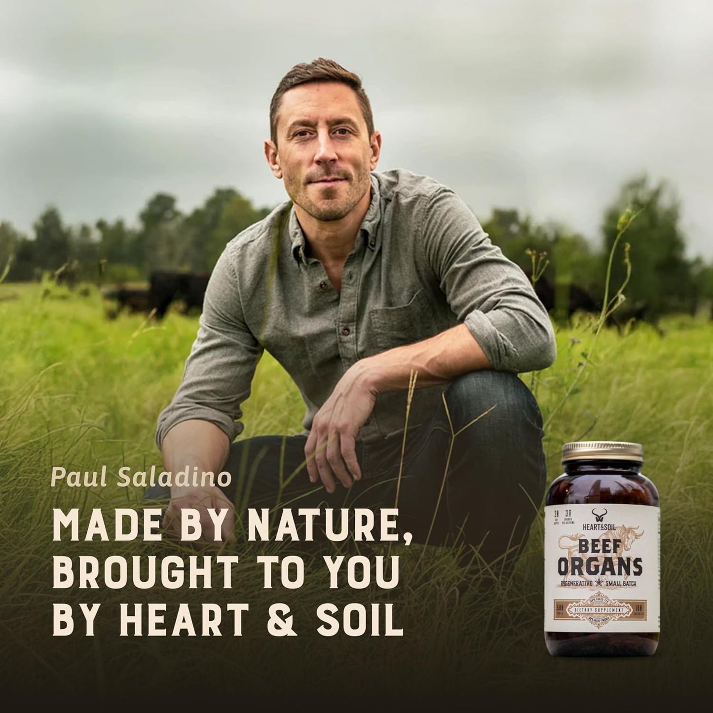 HEART & SOIL 100% Grass Fed Beef Organs Supplement (Liver, Heart, Kidney, Pancreas & Spleen) – 3000mg – 180 Capsules - görsel 4