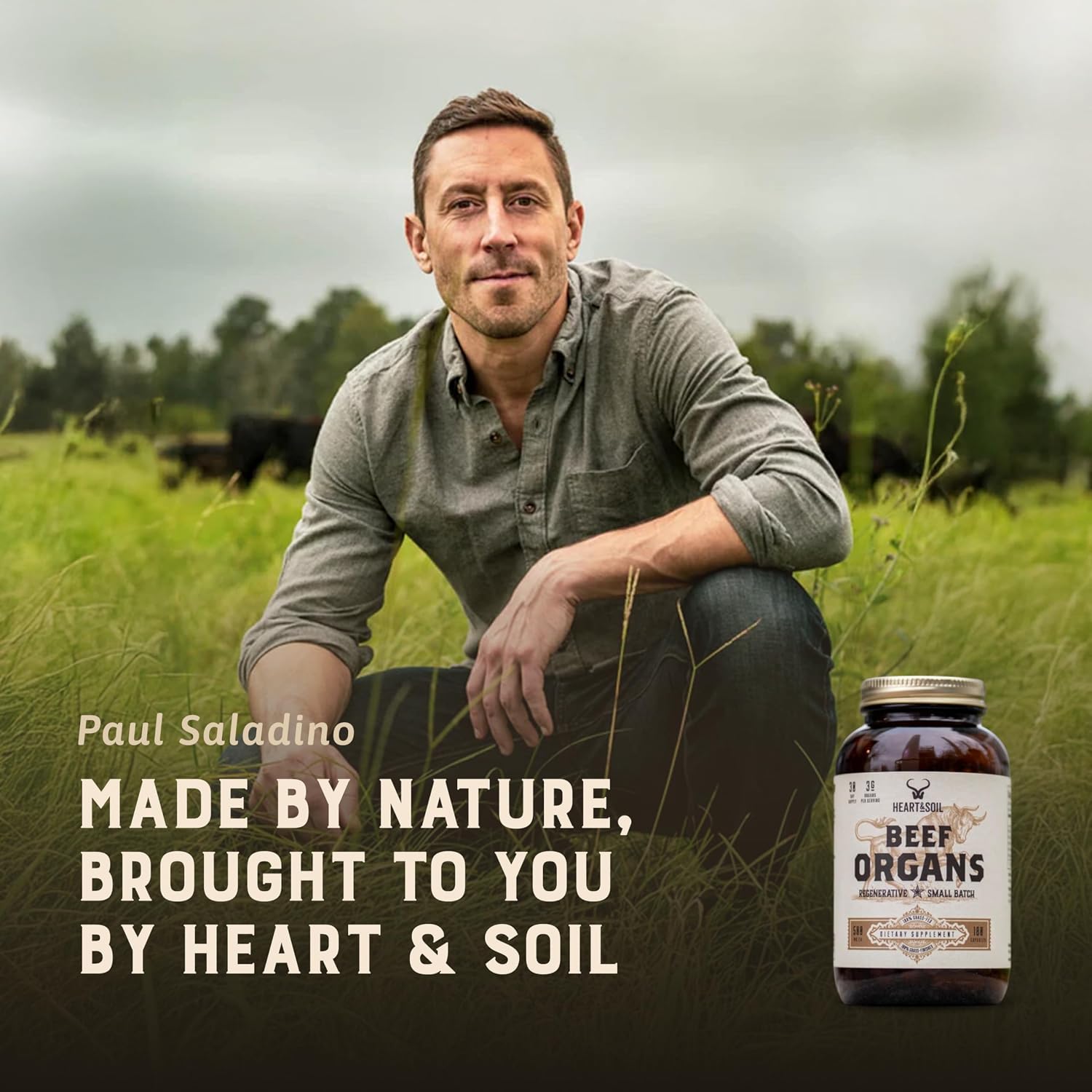 HEART & SOIL 100% Grass Fed Beef Organs Supplement (Liver, Heart, Kidney, Pancreas & Spleen) – 3000mg – 180 Capsules - görsel 4