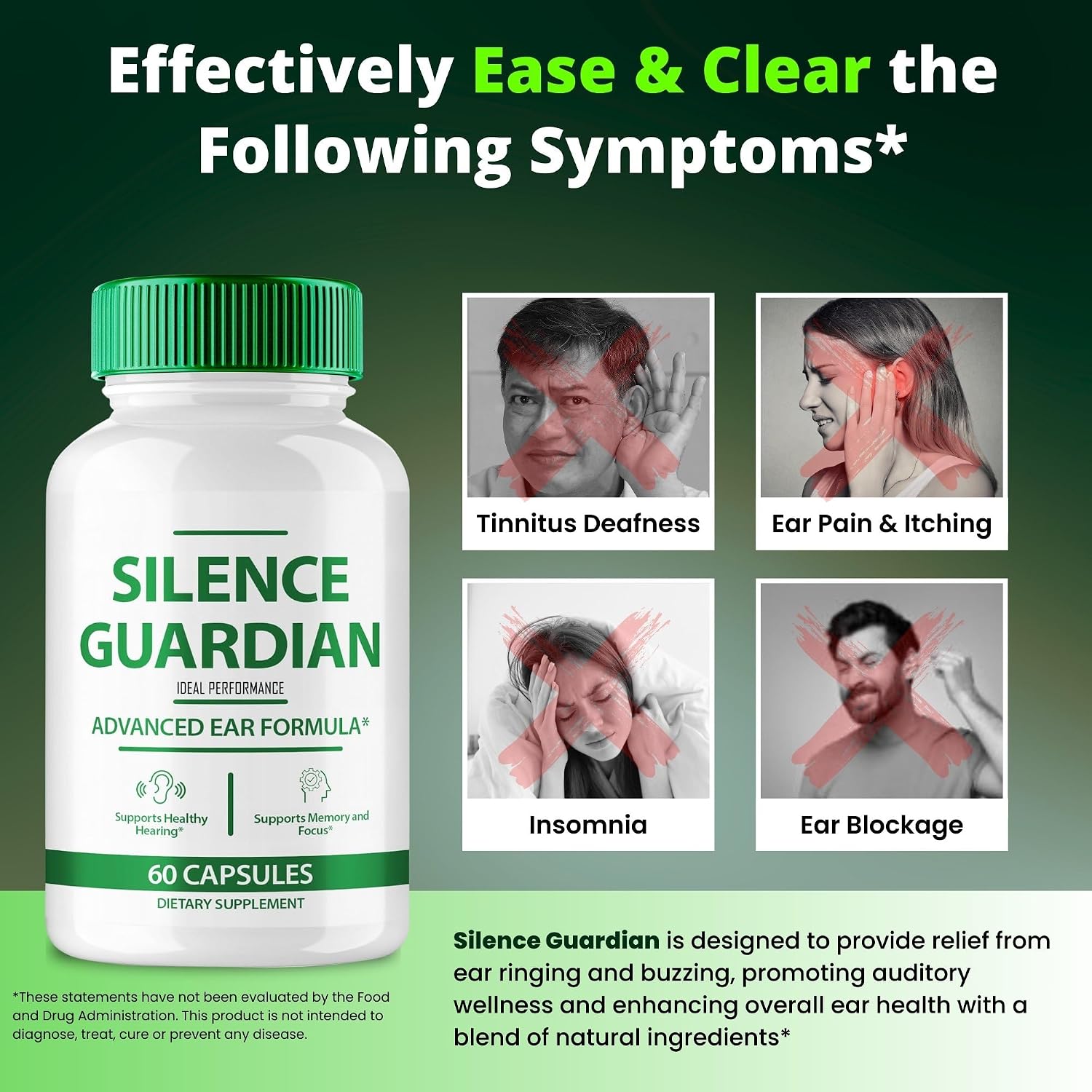 Silence Guardian Tinnitus Relief For Ringing Ears Capsules, Silence Guardian Ring Clear Tinnitus Pills, SilenceGuardian Ear Tinnitus Supplement, Ear Ringing Tinnitus, SilenceGuardian Reviews (1 Pack) - görsel 5