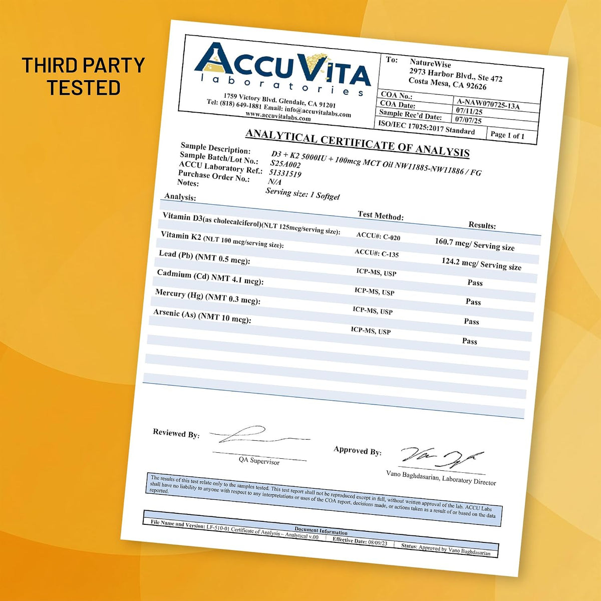 NatureWise Vegan Vitamin D3 + K2 with – Purity & Testing: Manufactured in the USA in a cGMP-certified facility, – Image 7