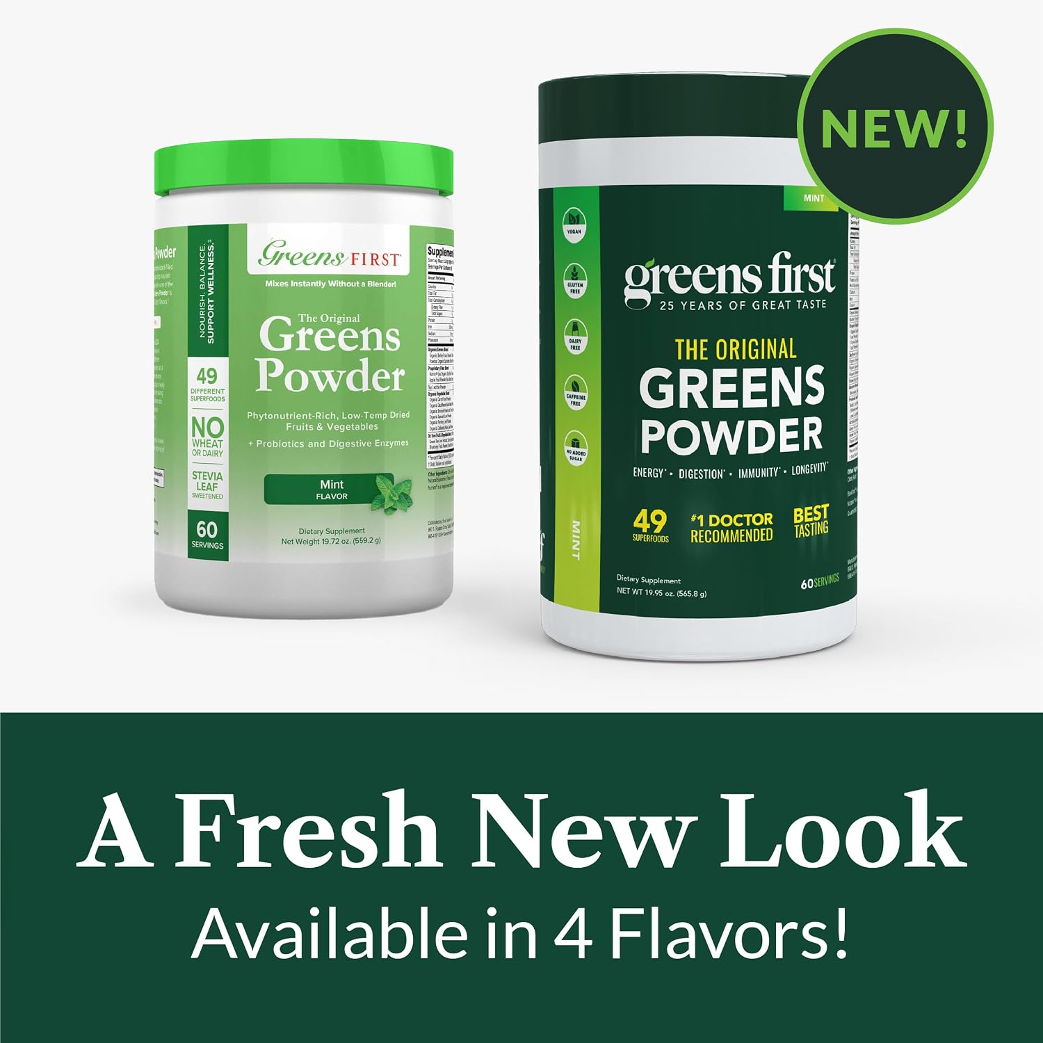 Greens First Original Greens Powder - 49 Superfoods - Organic Fruits & Vegetables - Prebiotics, Probiotics & Digestive Enzymes - Antioxidant Smoothie - Dairy-free, Vegan & Non-GM (Mint, 60 Servings) - görsel 5