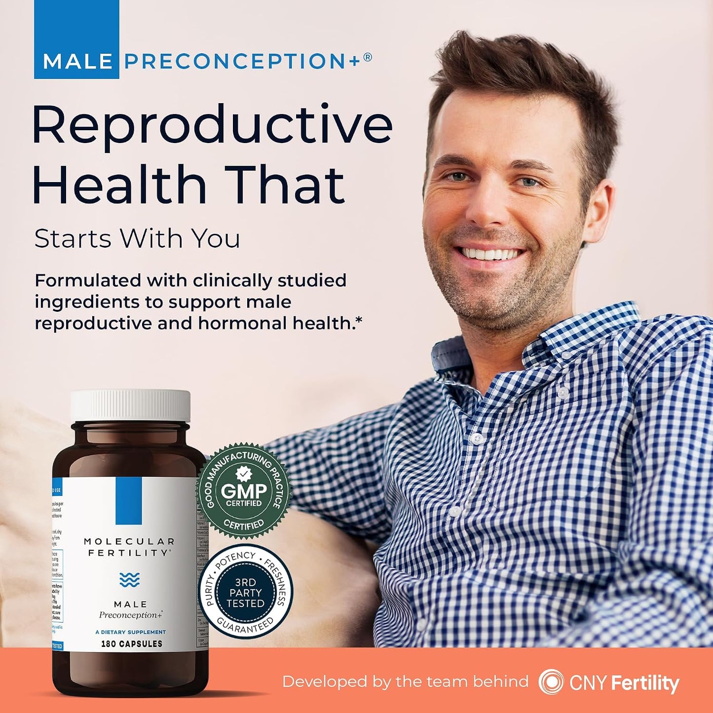 Molecular Fertility Male Preconception+ – Fertility Supplement for Men (30-Day Supply) - görsel 2