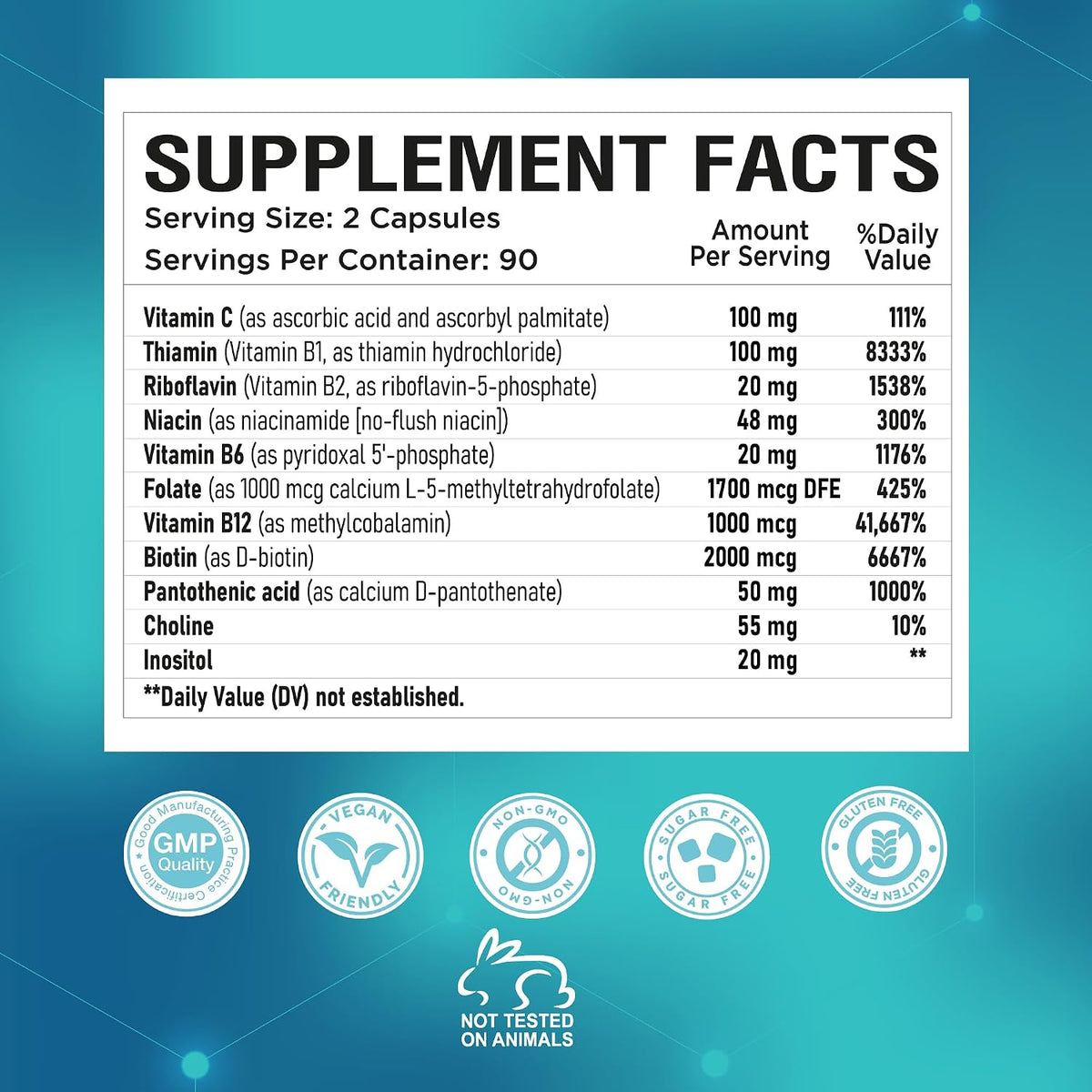 NutraPep Methylated B-Complex Vitamins - – Vitamin B2 (as riboflavin-5-phosphate) – Active form for immediate use – Image 7